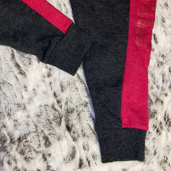 XoXo Girls Charcoal Gray & Hot Pink Glitter Joggers Sweatpants - Picture 3 of 7